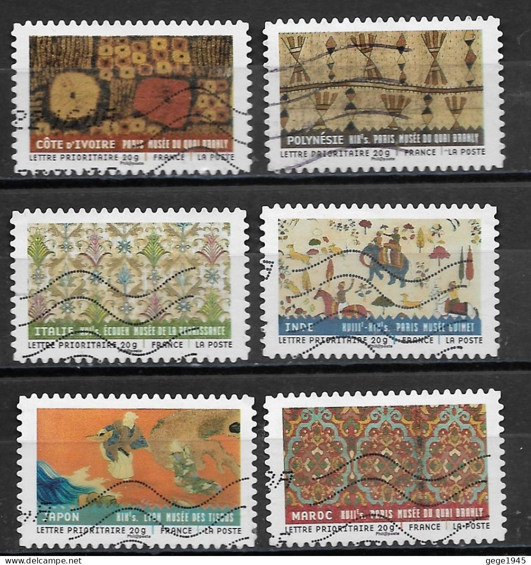 France  2011  Obitéré  Autoadhésif  N° 513 - 514 - 515 - 518 - 520 - 522    "  Tissus Du Monde  " - Used Stamps