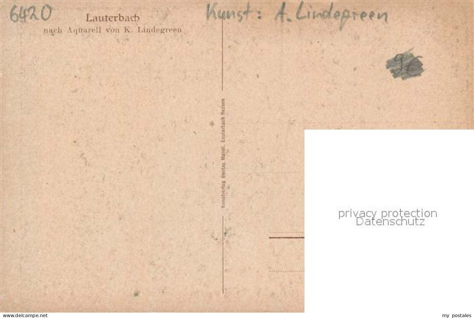 73706083 Lauterbach Hessen Auquarell A. Lindegreen Teilansicht Lauterbach Hessen - Lauterbach
