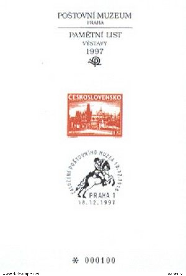 Blackprint PTM 10 Czech Republic Post Museum Anniversary 1998 THE NUMBER OF THE BLACKPRINT IS DIFFERENT! - Gravures