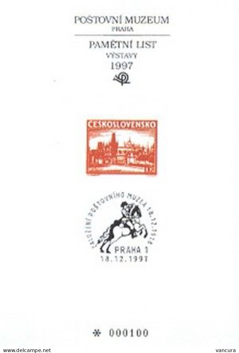 Blackprint PTM 10 Czech Republic Post Museum Anniversary 1998 THE NUMBER OF THE BLACKPRINT IS DIFFERENT! - Gravuren