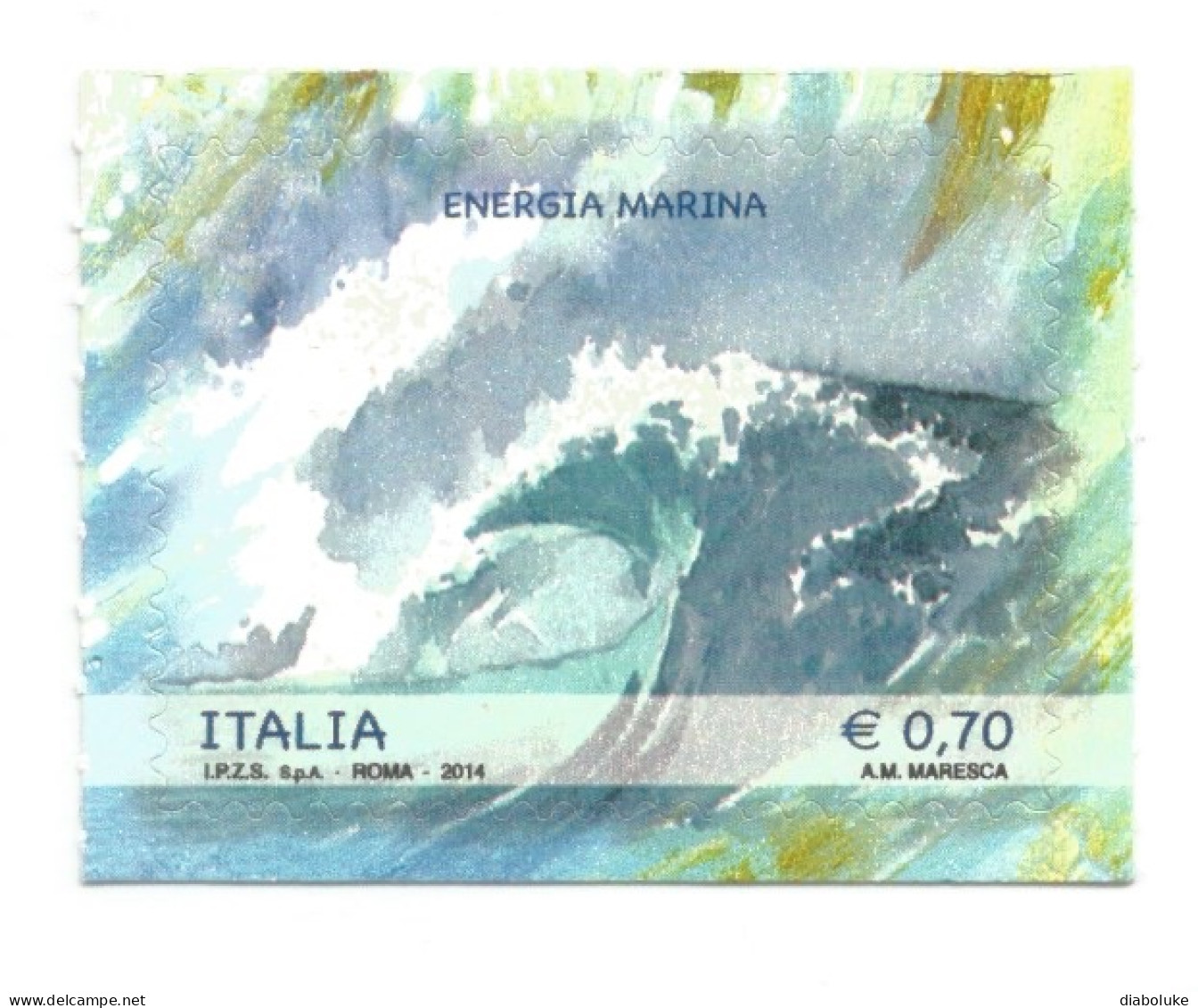 (REPUBBLICA ITALIANA) 2014, ENERGIE RINNOVABILI, ENERGIA MARINA - Francobollo Nuovo MNH** - 2011-20: Mint/hinged