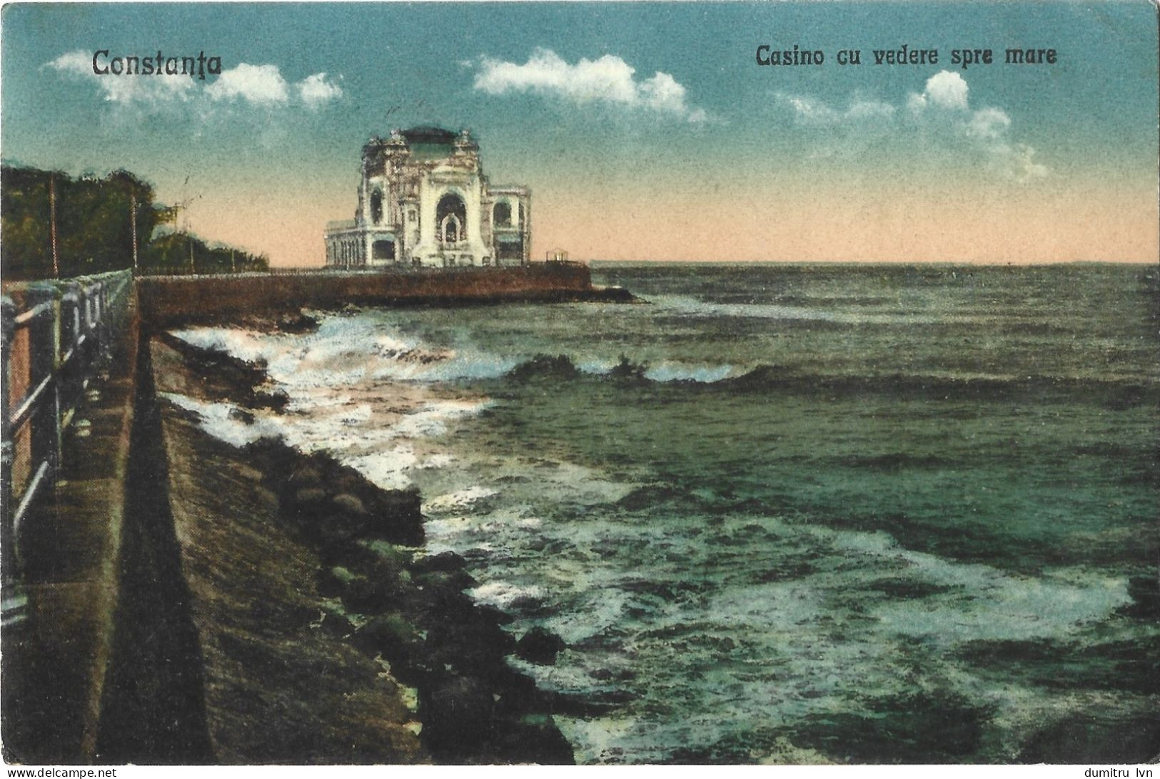 ROMANIA 1929 CONSTANTA - CASINO WITH SEA VIEW, BUILDING, ARCHITECTURE, CLIFF, SEASIDE - Romania