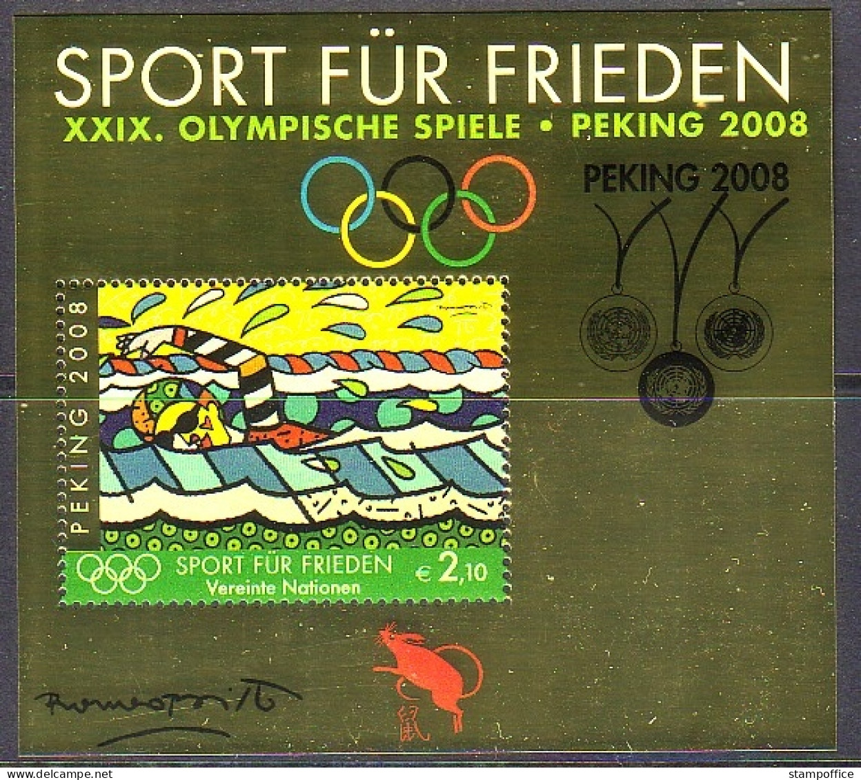 UNO WIEN BLOCK 22 I POSTFRISCH(MINT) SPORT FÜR FRIEDEN AUFDRUCK PEKING 2008 - Sommer 2008: Peking