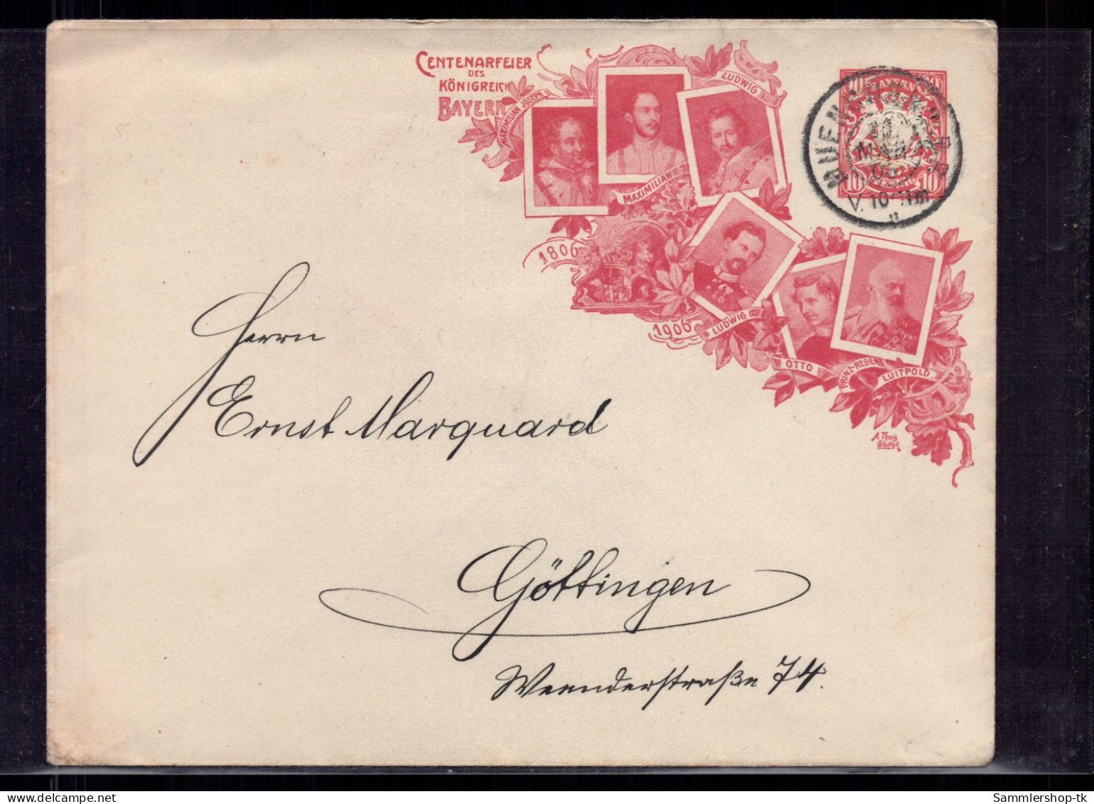 Bayern Ganzsachen 10 Pfennig Centenarfeier Königreich Bayern - München 1906 - Enteros Postales