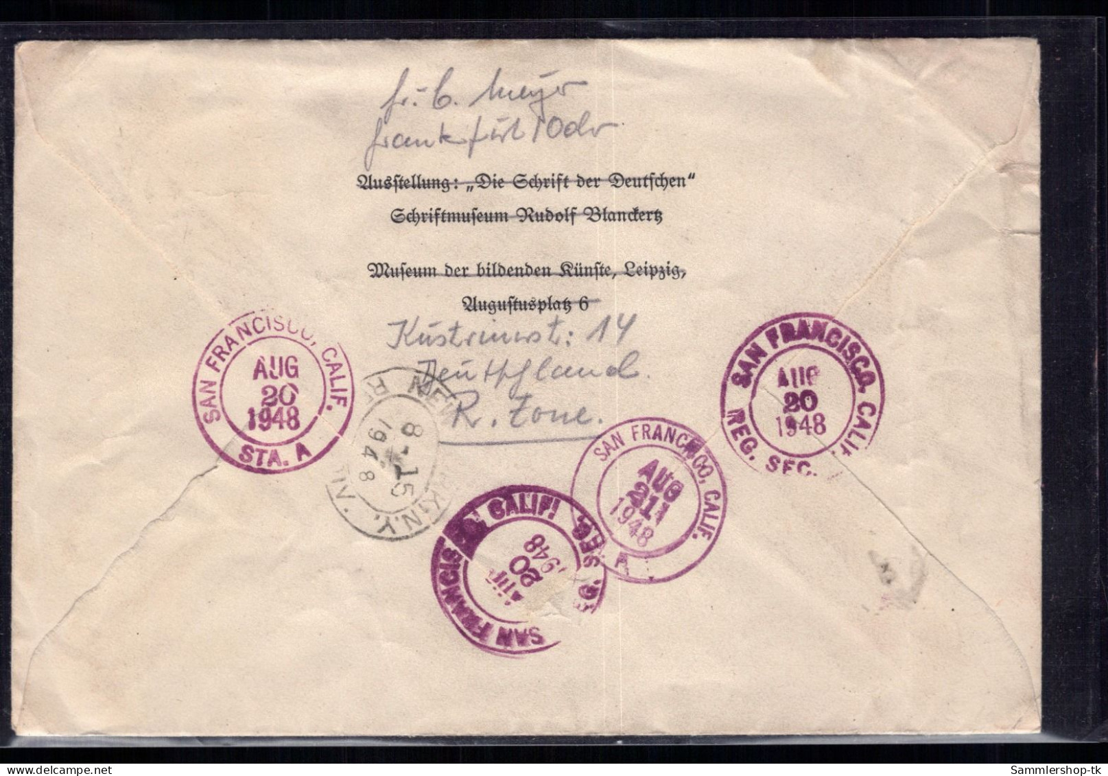 Einschreiben All. Besetzung - Frankfurt Oder - SBZ N. USA 1948 - Other & Unclassified