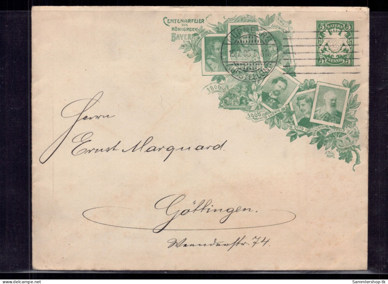 Bayern Ganzsachen 5 Pfennig Centenarfeier Königreich Bayern - Nürnberg 1906 - Postal  Stationery