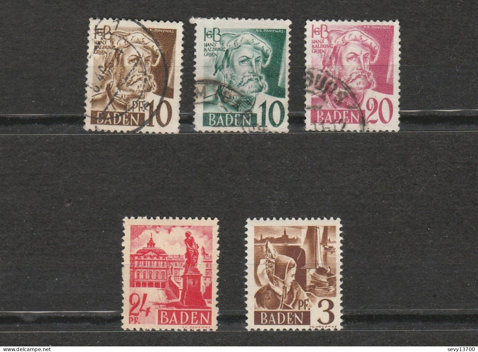 Lot 5 Timbres Baden Dont 2 Neuf Année 1947 Mi 2 Mi 8 Année 1948 Mi 17 Mi 34 - 1949 Mi 33 - Baden