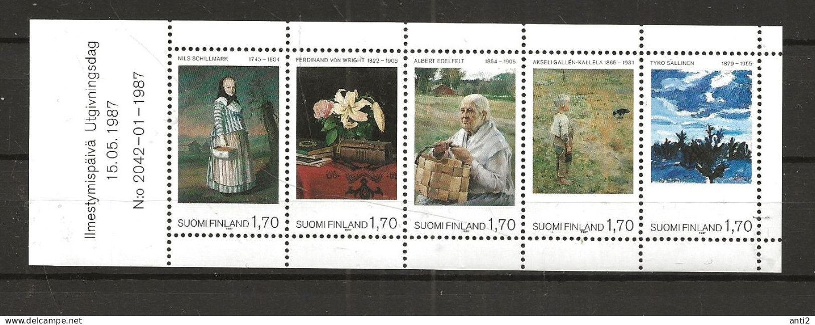 Finland 1987 Art Museum Ateneum Mi 1023-1027 In Strip  From MH 18 MNH(**) - Unused Stamps
