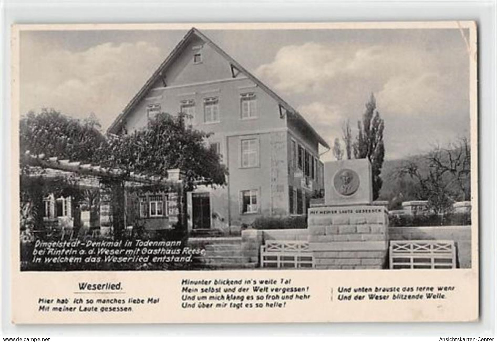 39125506 - Todenmann Bei Rinteln An Der Weser. Dingelstedt-Denkmal Gelaufen Kleiner Knick Oben Rechts, Ecken Mit Albuma - Rinteln
