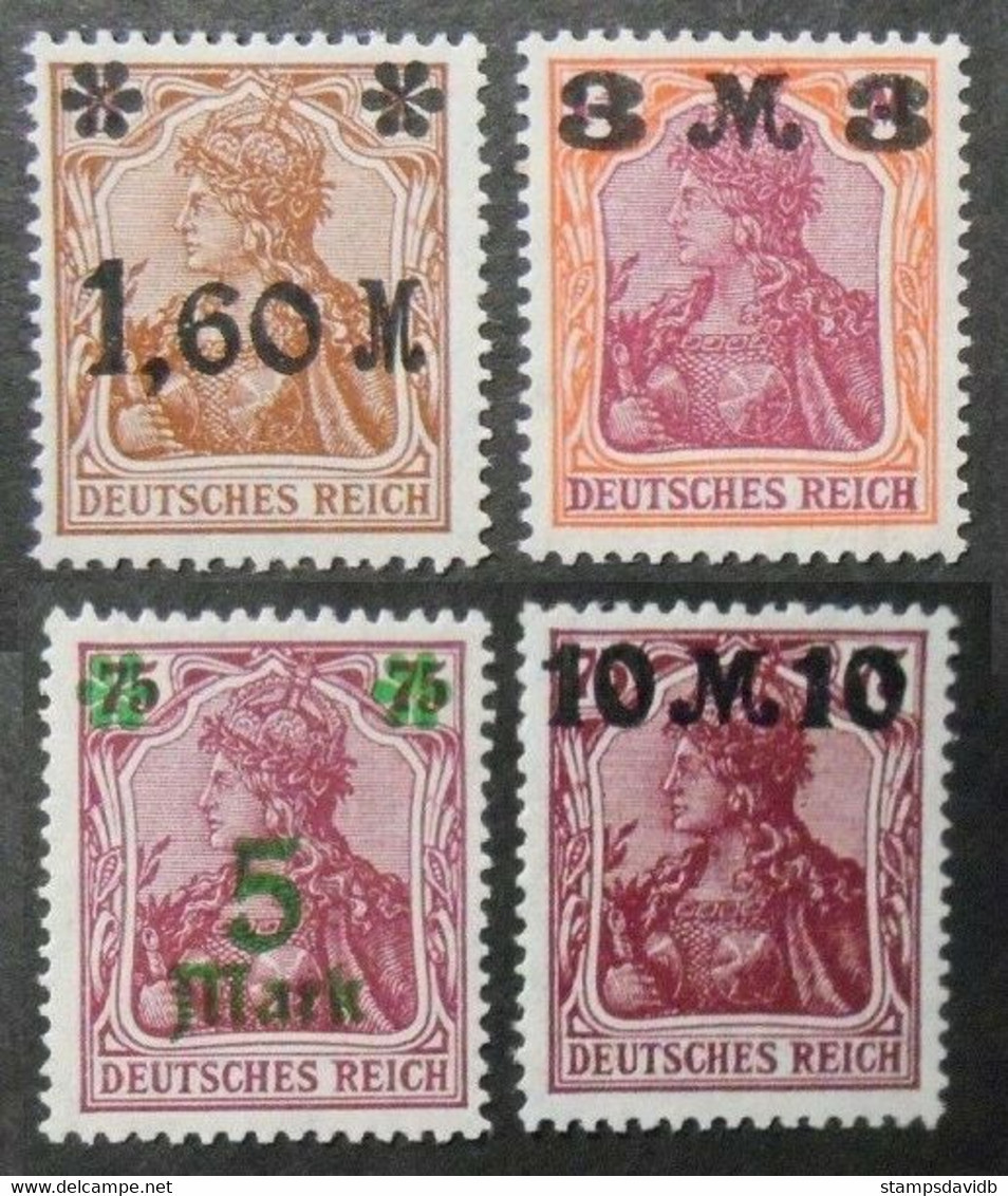 1921 Germany Reich 154-157 II Overprint # 140,148,151 - Unused Stamps
