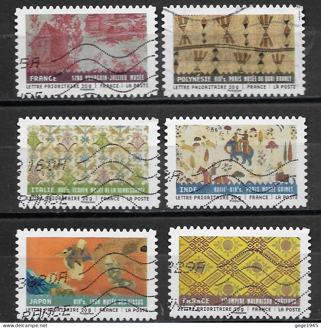 France  2011  Obitéré  Autoadhésif  N° 512 - 514 - 515 - 518 - 520 - 523    "  Tissus Du Monde  " - Used Stamps
