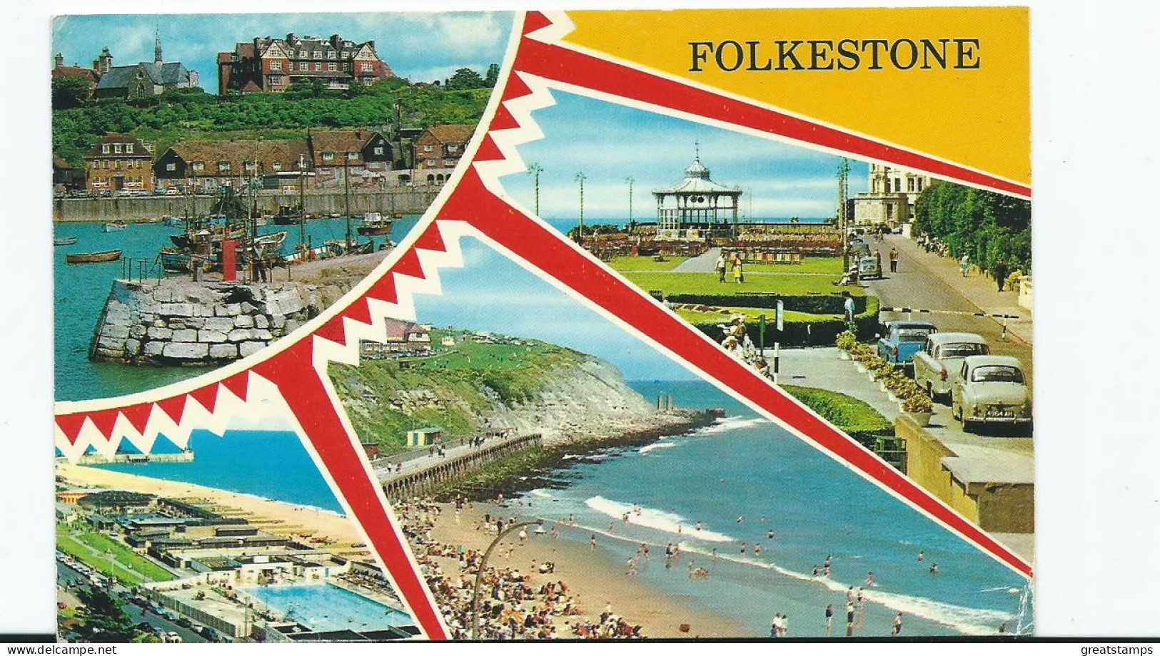 Kent Postcard Folkstone Multiview Vintage. Posted 1982 Colourmaster - Folkestone