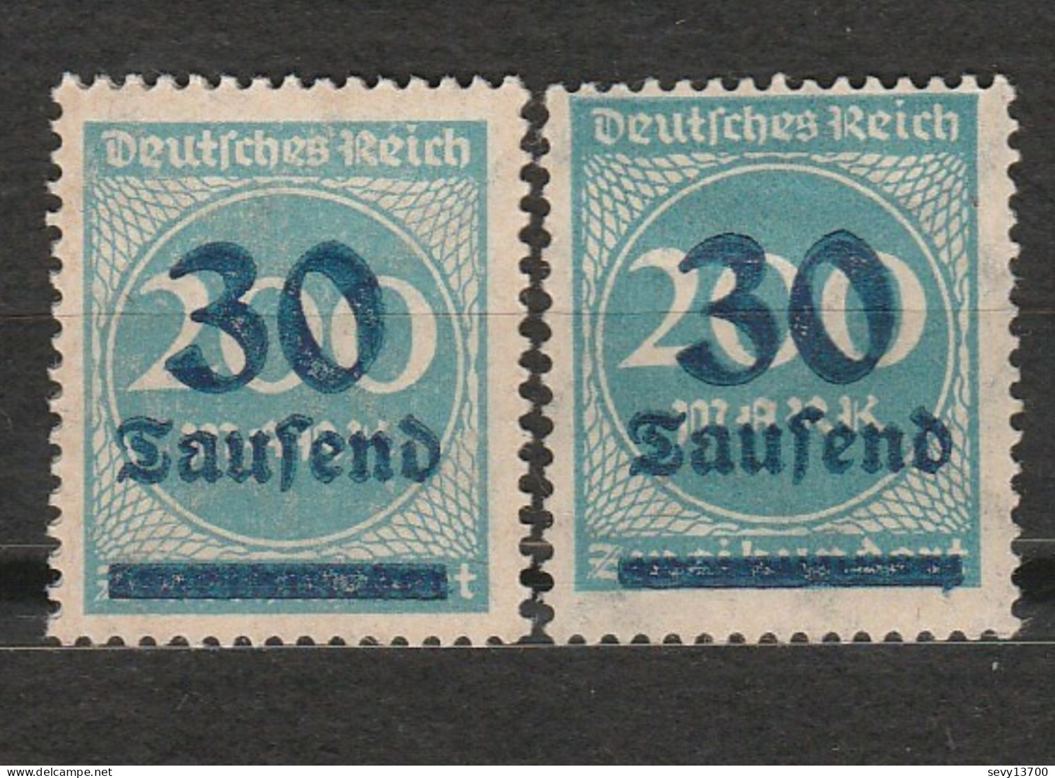 Allemagne - Deutsches Reich - Chiffre - Inflation - 30 Tausend -  2 Neufs Dont 1 Trace De Charnière - Année 1923 Mi 285 - Unused Stamps