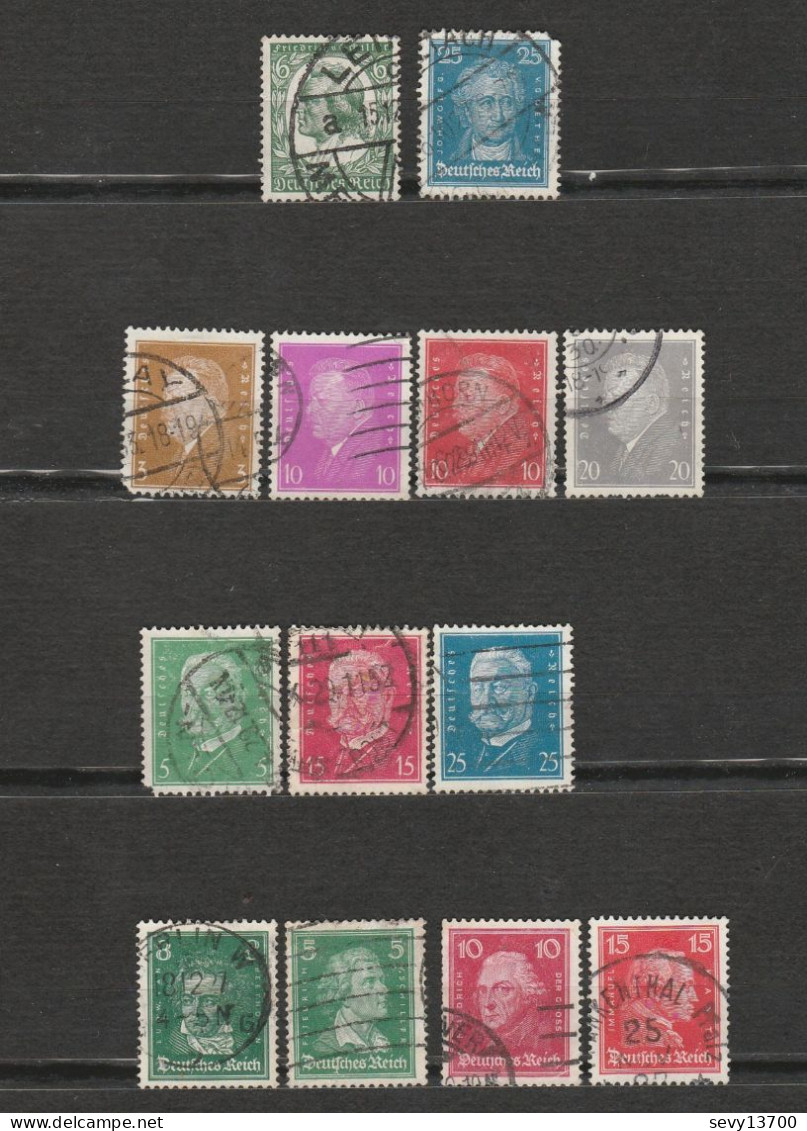 Lot 13 Timbres - Allemagne - Deutsches Reich - Hindenburg - Goethe - Beethoven - Schiller - - Oblitérés