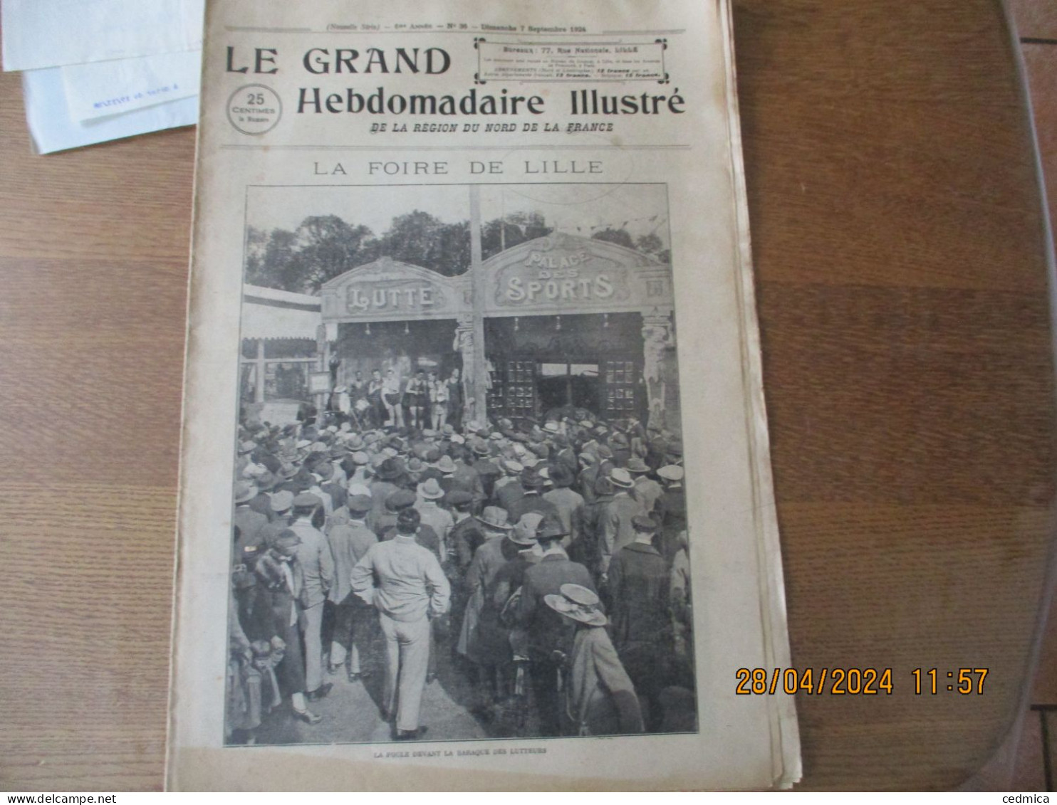 LE GRAND HEBDOMADAIRE ILLUSTRE DU NORD 7 SEPTEMBRE 1924 LA FOIRE DE LILLE,SPORTS LA COUPE GEORGES BOILLOT,LES TOMBES DE - Picardie - Nord-Pas-de-Calais