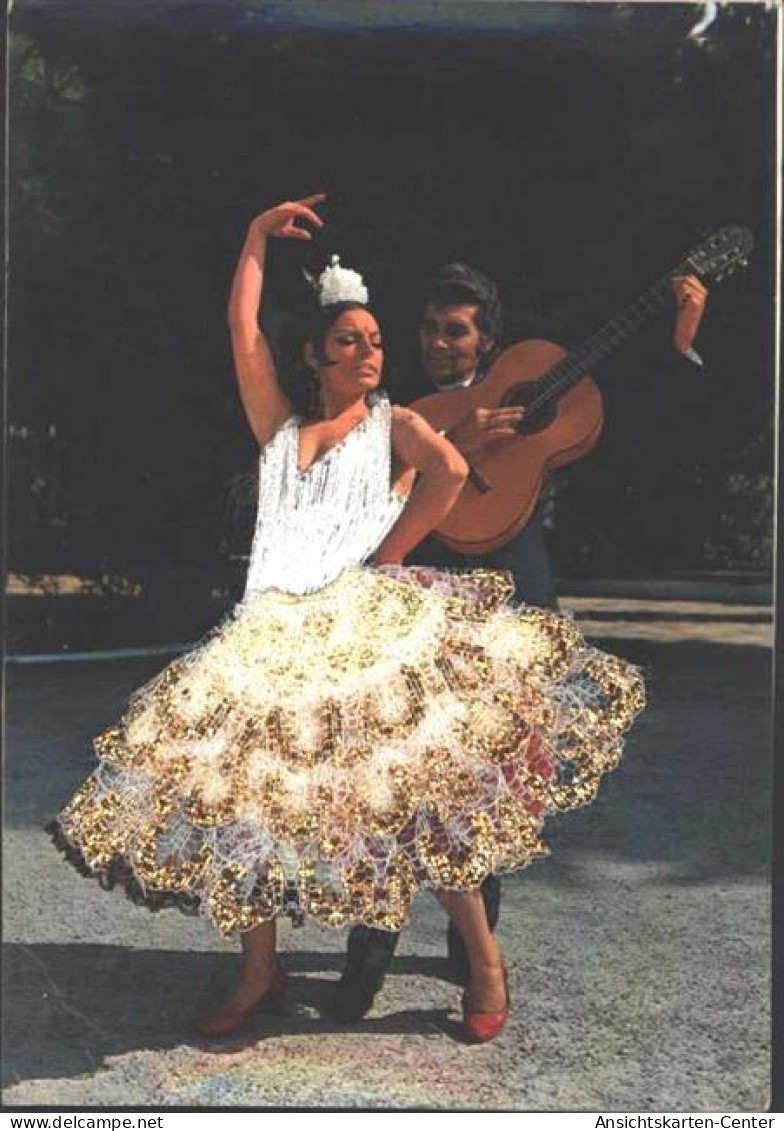 13811006 - Flamenco, Kleidapplikation Aus Stoff Montiert Auf AK, Glitzer - Autres & Non Classés