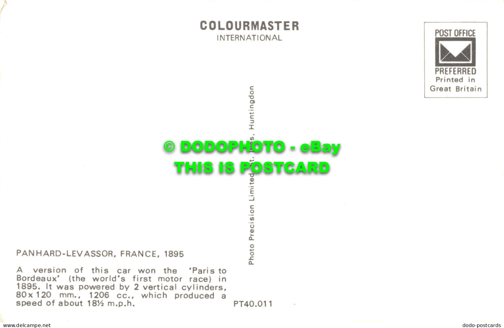 R551939 Panhard. Levassor. 1895. France. Precision. Colourmaster International. - Welt