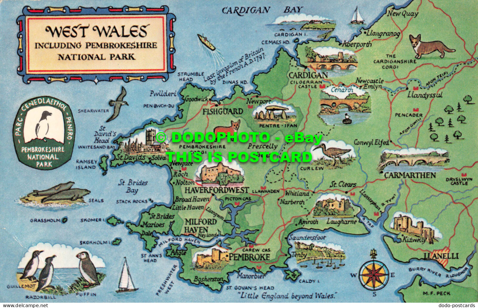 R551956 West Wales. Including Pembrokeshire National Park. M. F. Peck. Map. Salm - Welt