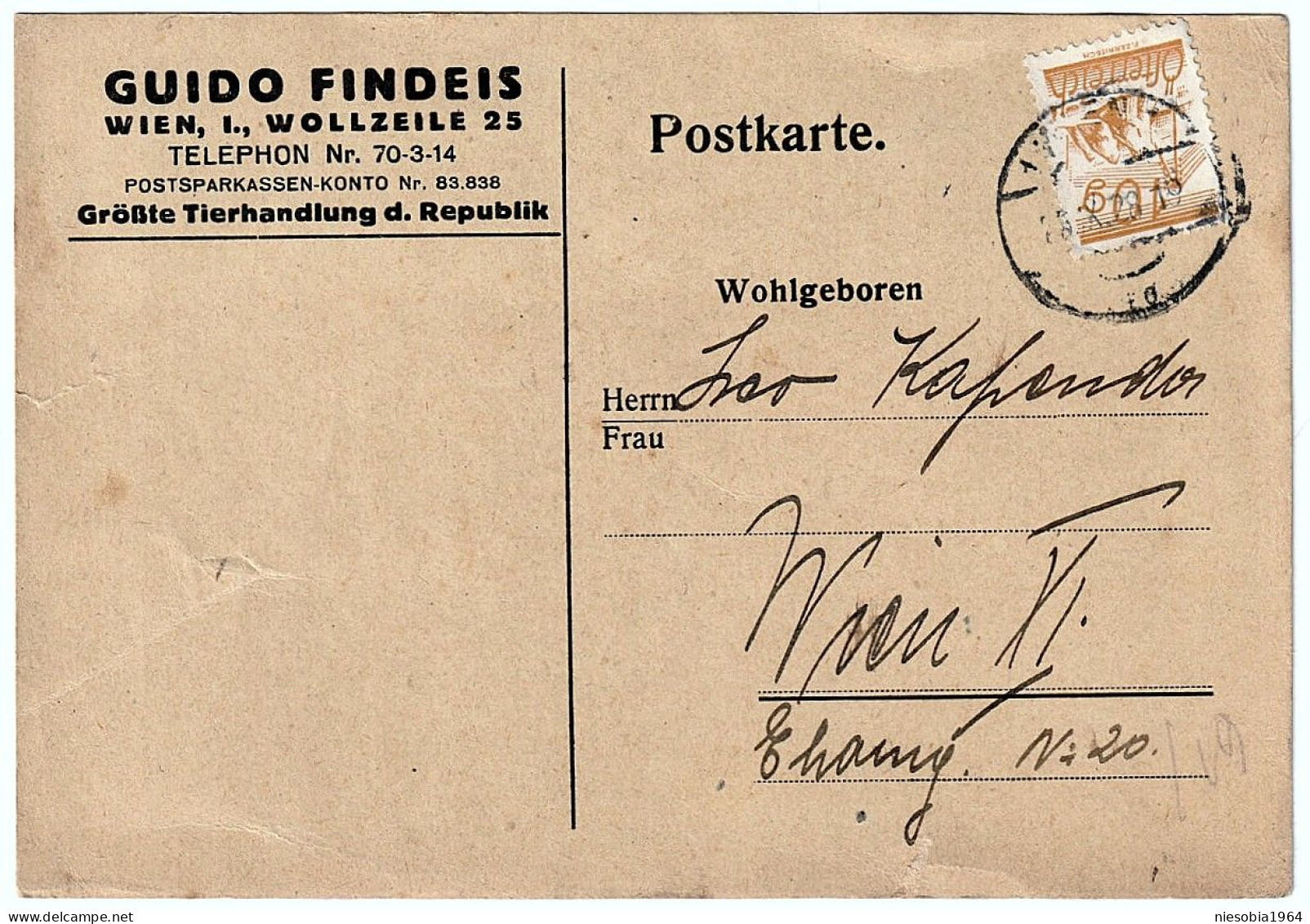 Guido Findeis Vienna 26 IX 1928 Austria Company Postcard - Cartes Postales