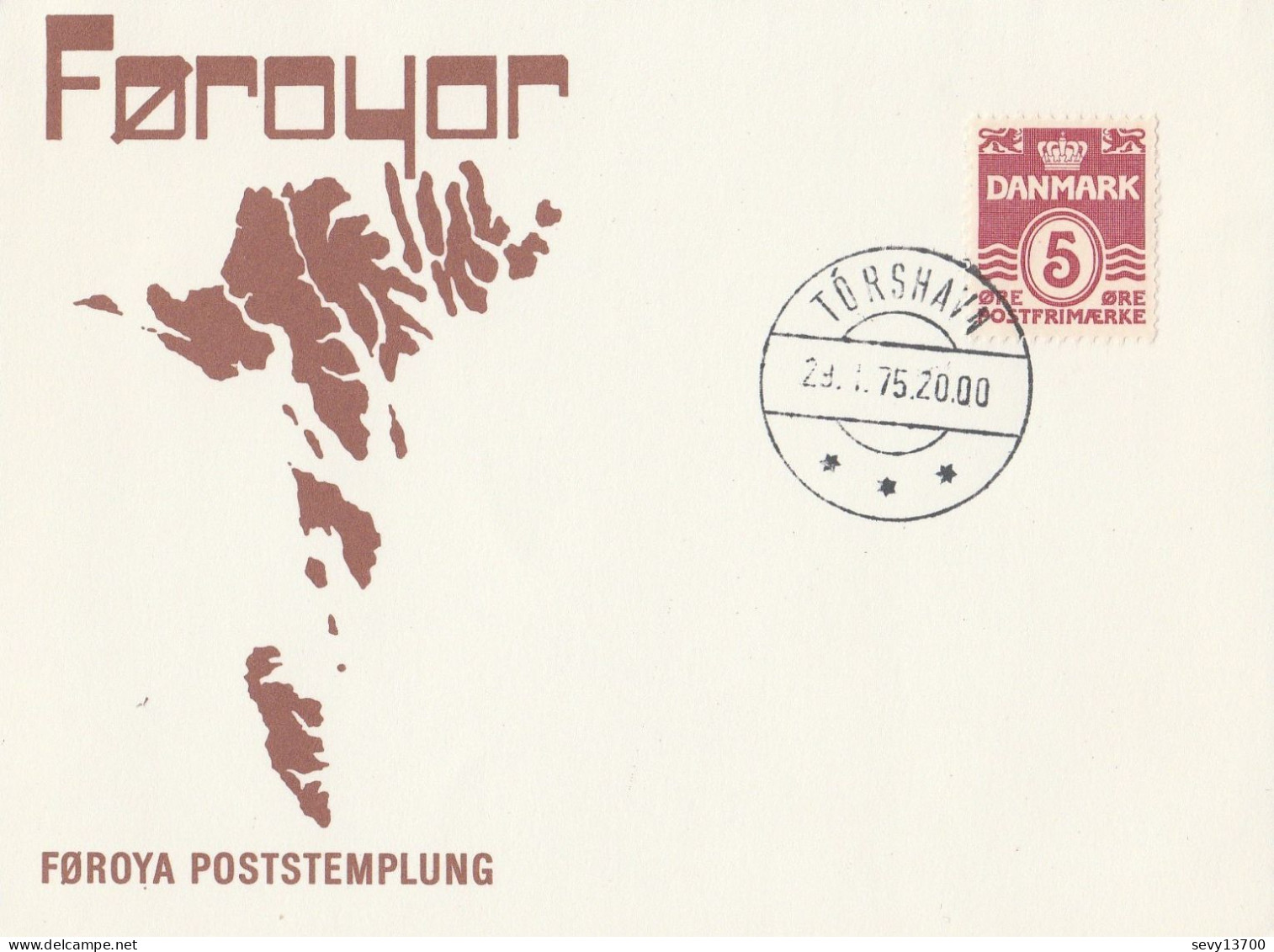 Foroyar - Carte Du 29.01.1975 - Faroe Islands
