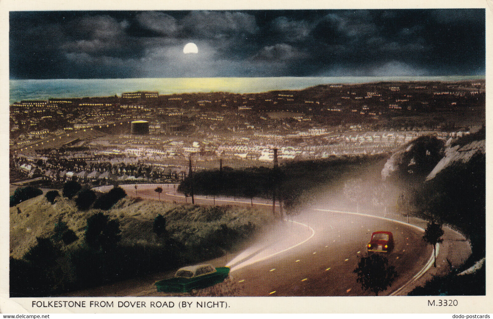 R345628 Folkestone From Dover Road By Night. M. 3320. Valentines Valcolour. Vale - World