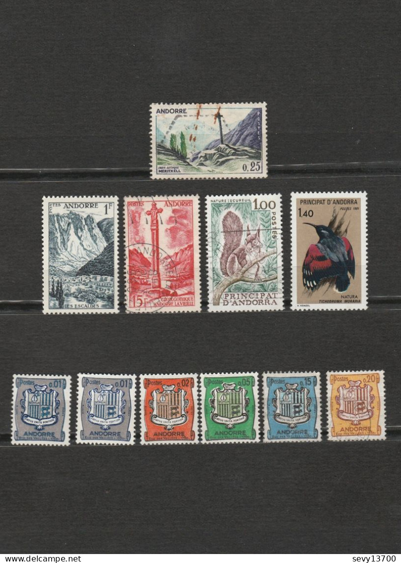 Andorre Lot 15 Timbres - 1961  YT 158 - 1955  YT 138 - 146 - 1978 = 267 - 1981= YT 295 - 1964 = YT 153A, 153B, 154, 157 - Autres & Non Classés