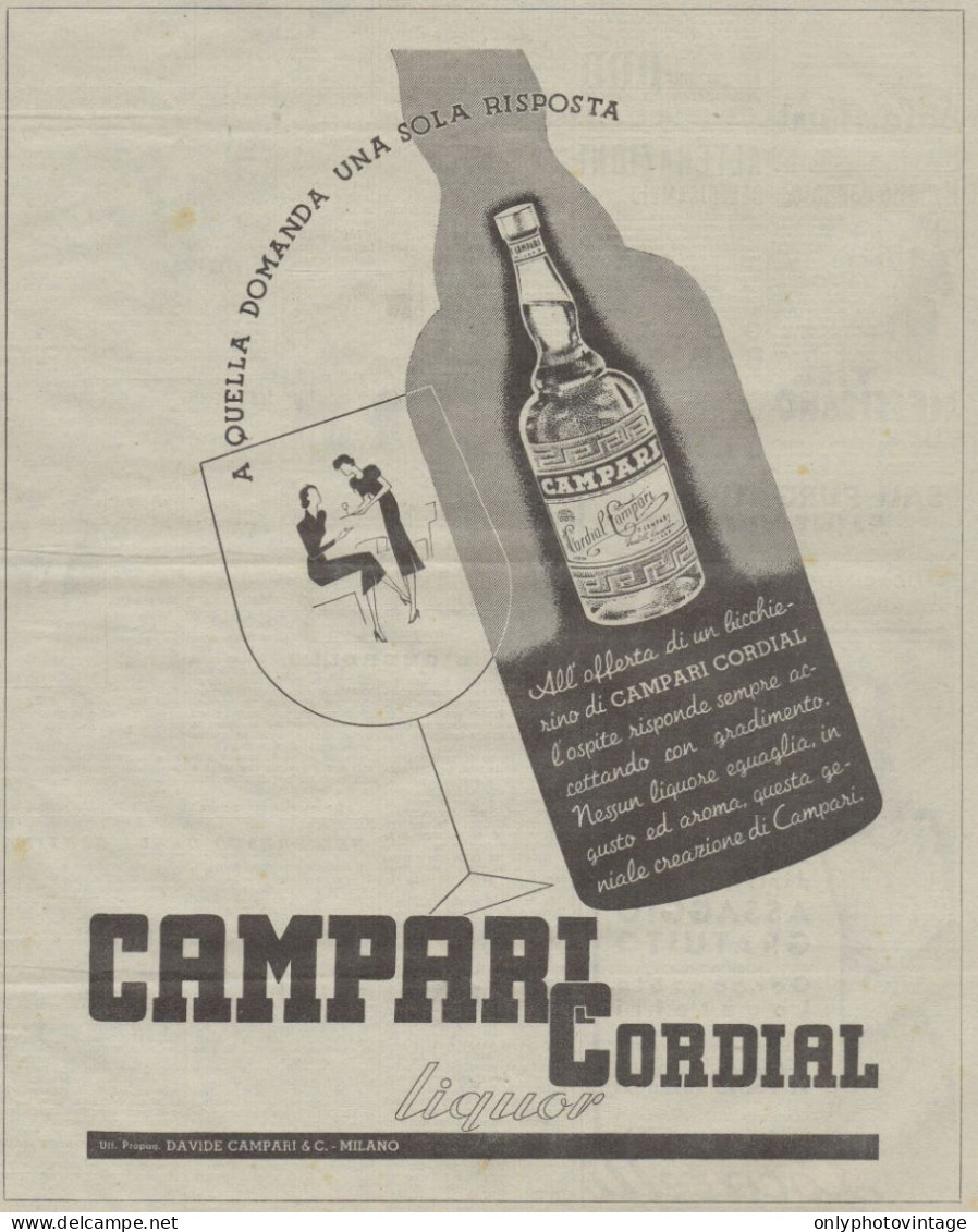 CAMPARI A Quella Domanda Una Sola Risposta - Pubblicità Del 1936 - Old Ad - Advertising