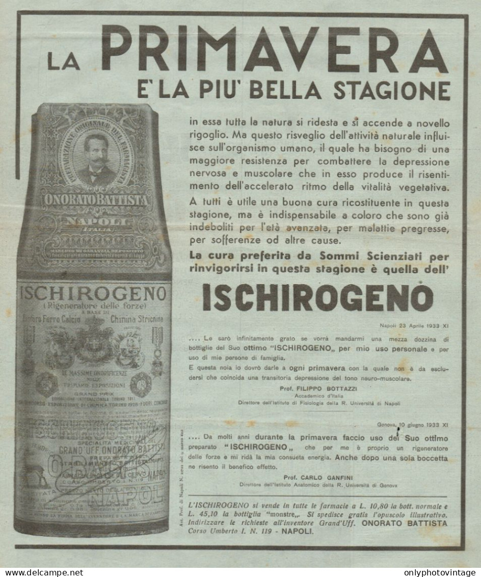 Ricostituente ISCHIROGENO - Pubblicità Del 1935 - Old Advertising - Advertising