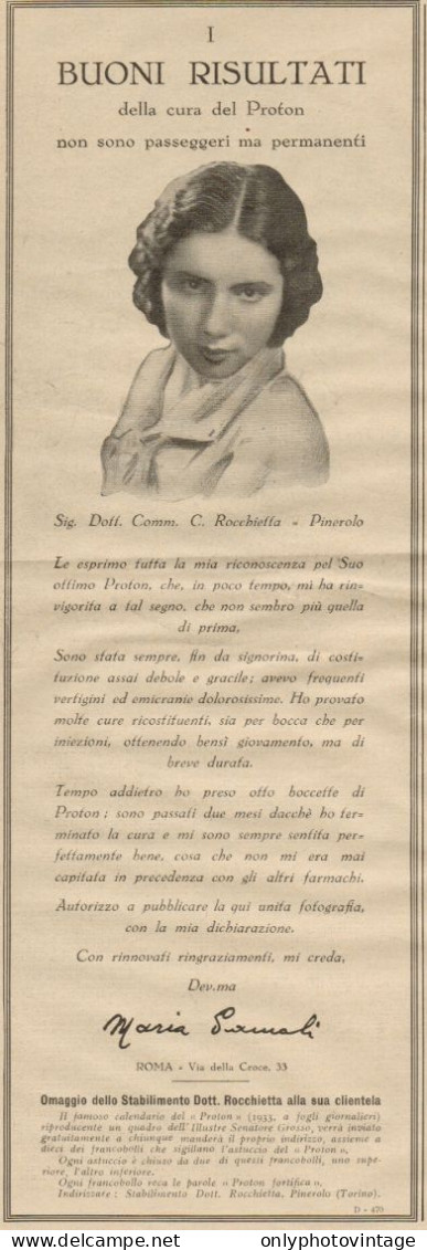 PROTON - Sig.ra Maria - Roma - Pubblicità Del 1932 - Old Advertising - Advertising