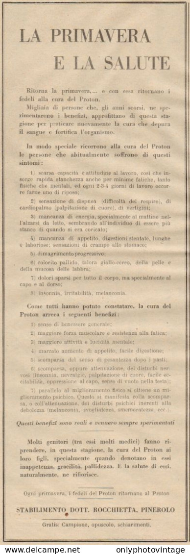 PROTON - La Primavera è Salute - Pubblicità Del 1932 - Old Advertising - Advertising