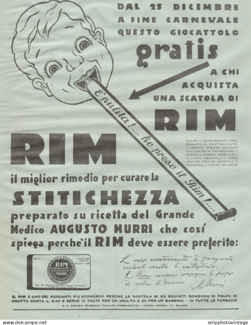 RIM Regala Questo Giocattolo - Pubblicità Del 1932 - Old Advertising - Advertising