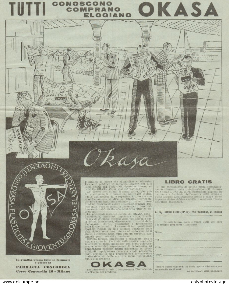 Tutti Elogiano OKASA - Pubblicità Grande Formato Del 1934 - Old Advert - Publicités