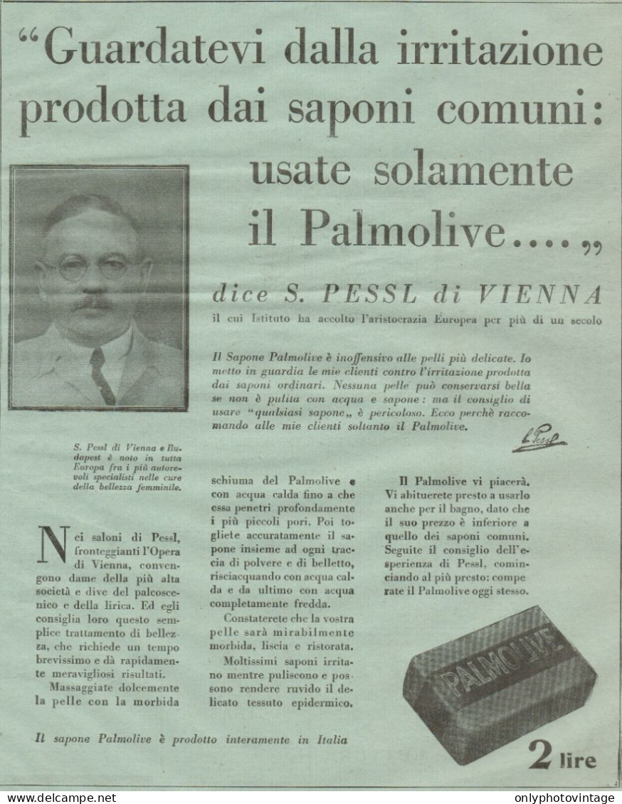 Usate Solamente Il Sapone Palmolive - Pubblicità Del 1930 - Old Advert - Publicités