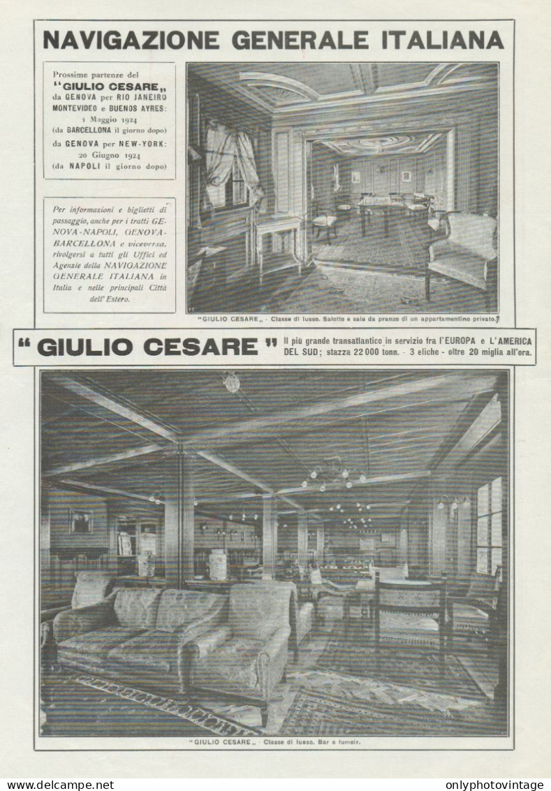 GIULIO CESARE Classe Di Lusso - Pubblicità Grande Formato - 1924 Old Ad - Publicités