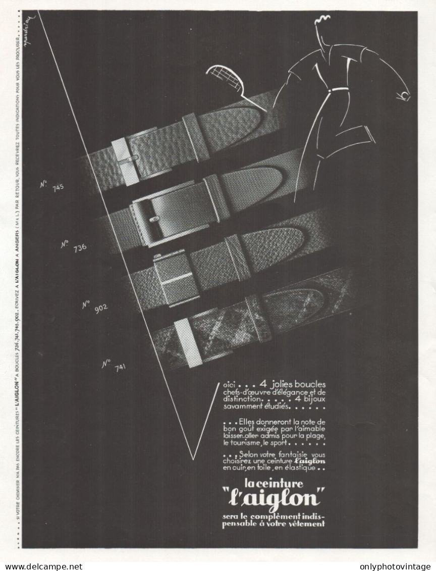Ceinture L'AIGLON - Pubblicità Grande Formato - 1938 Old Advertising - Publicités