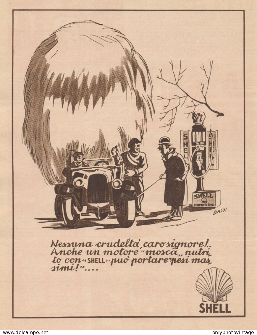 SHELL Illustrazione Di Bassi - Pubblicità Grande Formato - 1932 Old Advert - Publicités