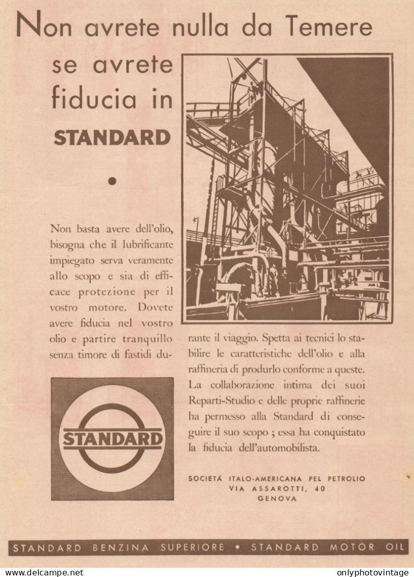 STANDARD Benzina Superiore - Pubblicità Grande Formato - 1932 Old Advert - Publicités
