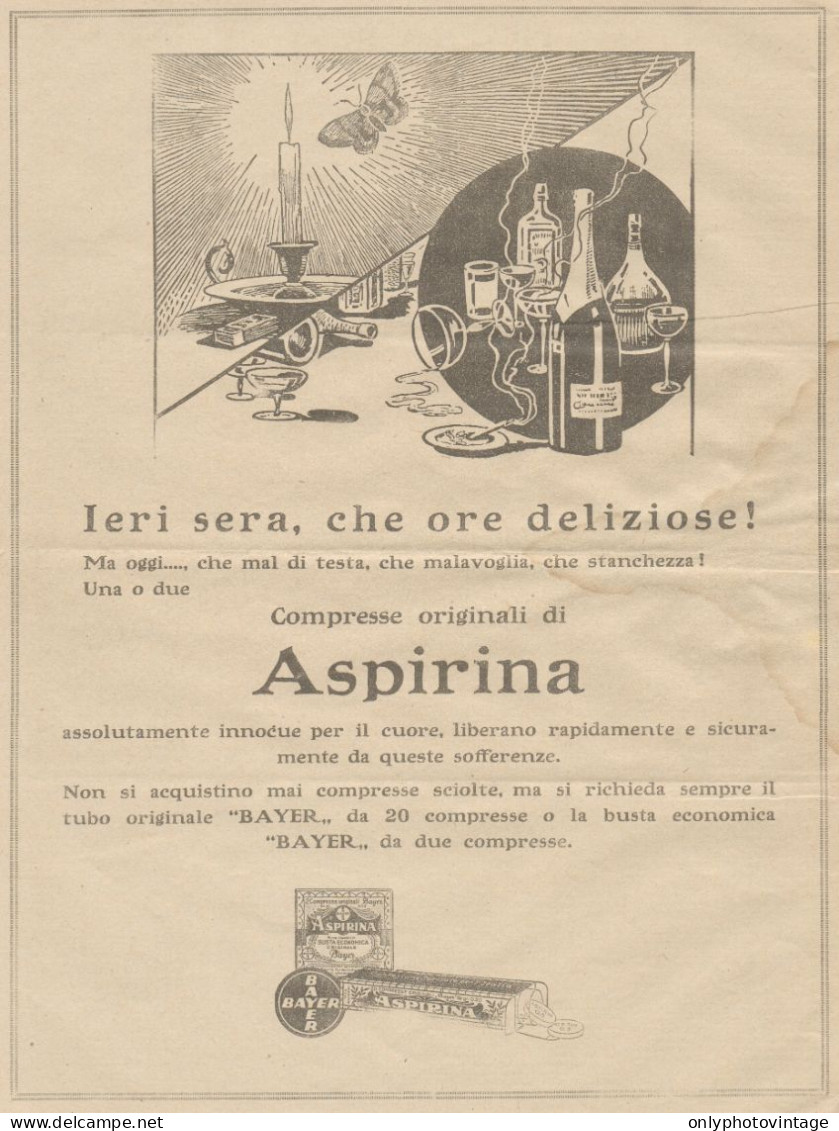 Compresse Originali Di Aspirina - Pubblicità Grande Formato - 1928 Old Ad - Publicités