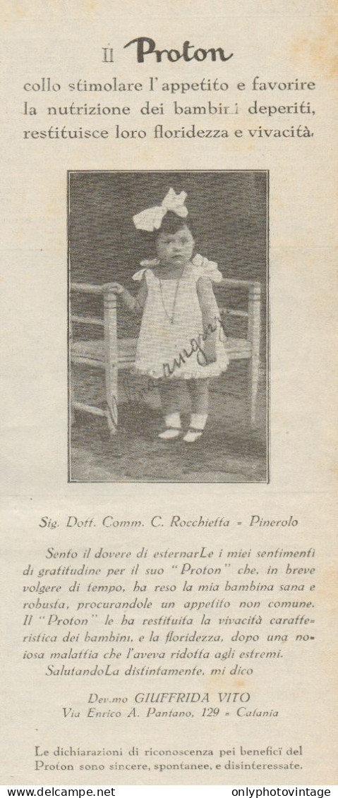 PROTON - Giuffrida Vito - Catania - Pubblicità D'epoca - 1930 Old Advert - Publicités