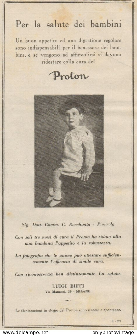 PROTON - Luigi Biffi - Milano - Pubblicità D'epoca - 1930 Old Advertising - Publicités