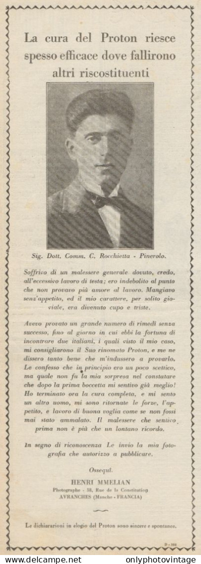PROTON - Henri Mmelian - Avranches - Pubblicità D'epoca - 1930 Old Advert - Publicités