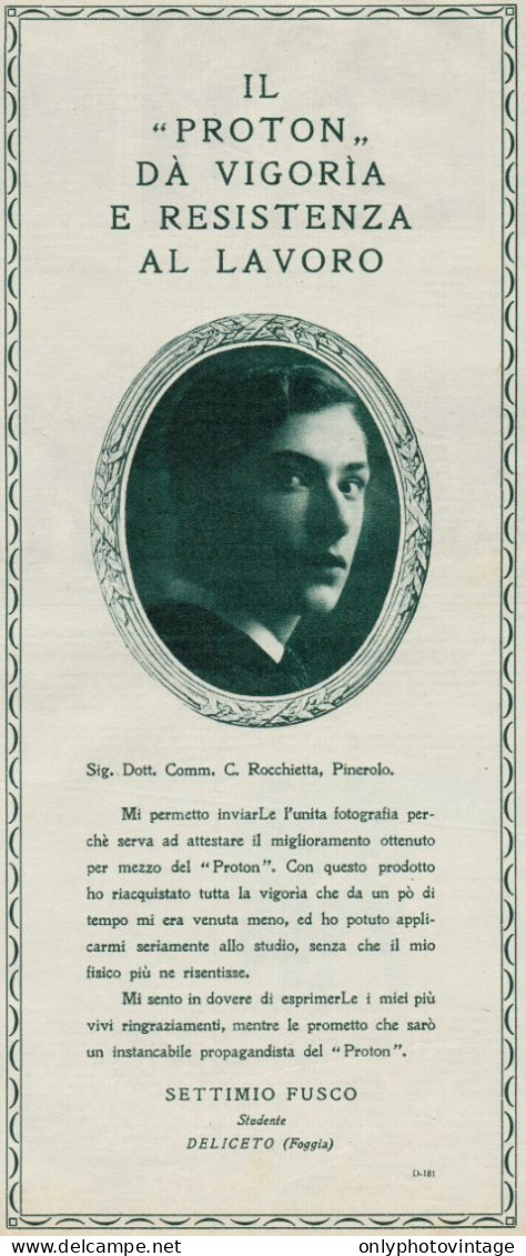 PROTON - Settimo Fusco - Deliceto (Foggia) - Pubblicità D'epoca - 1927 Ad - Publicités