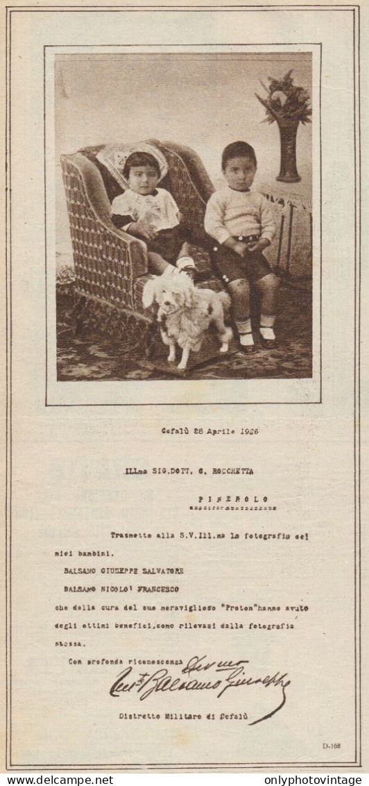PROTON - Giuseppe E Nicolò Balsamo - Cefalù - Pubblicità D'epoca - 1927 Ad - Publicités