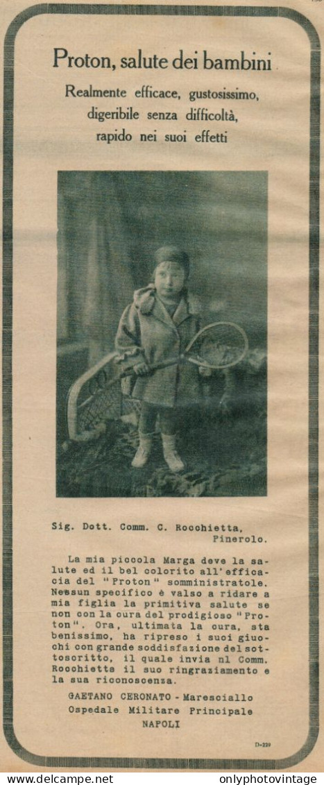 PROTON - Gaetano Ceronato - Napoli - Pubblicità D'epoca - 1927 Old Advert - Publicités