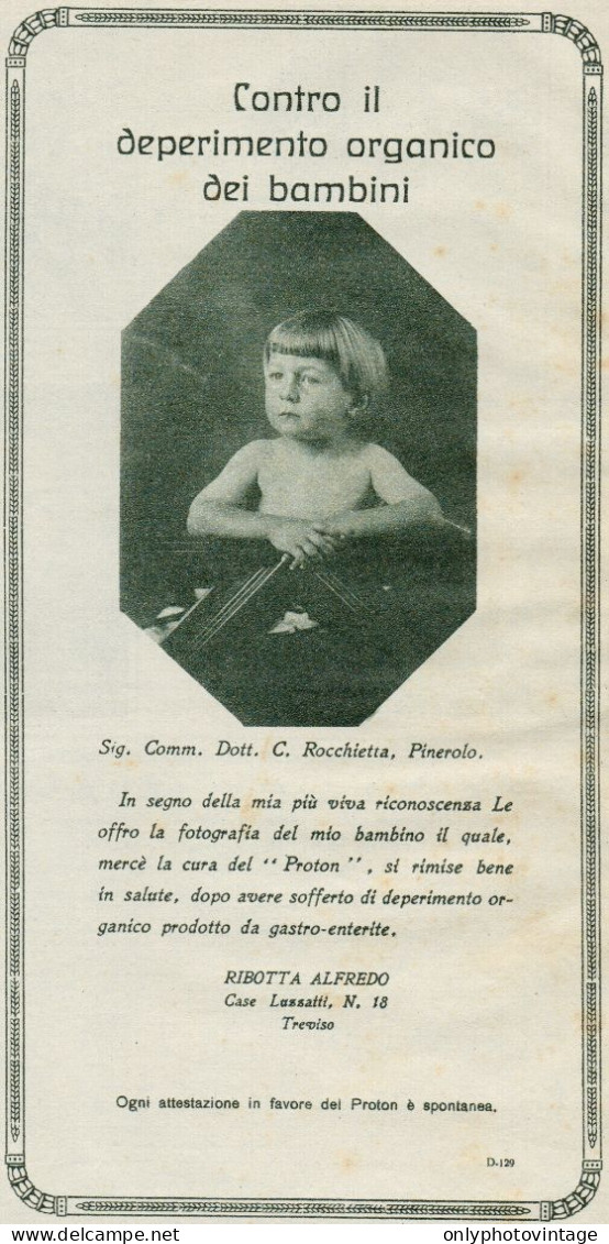 PROTON - Ribotta Alfredo - Treviso - Pubblicità D'epoca - 1927 Old Advert - Publicités