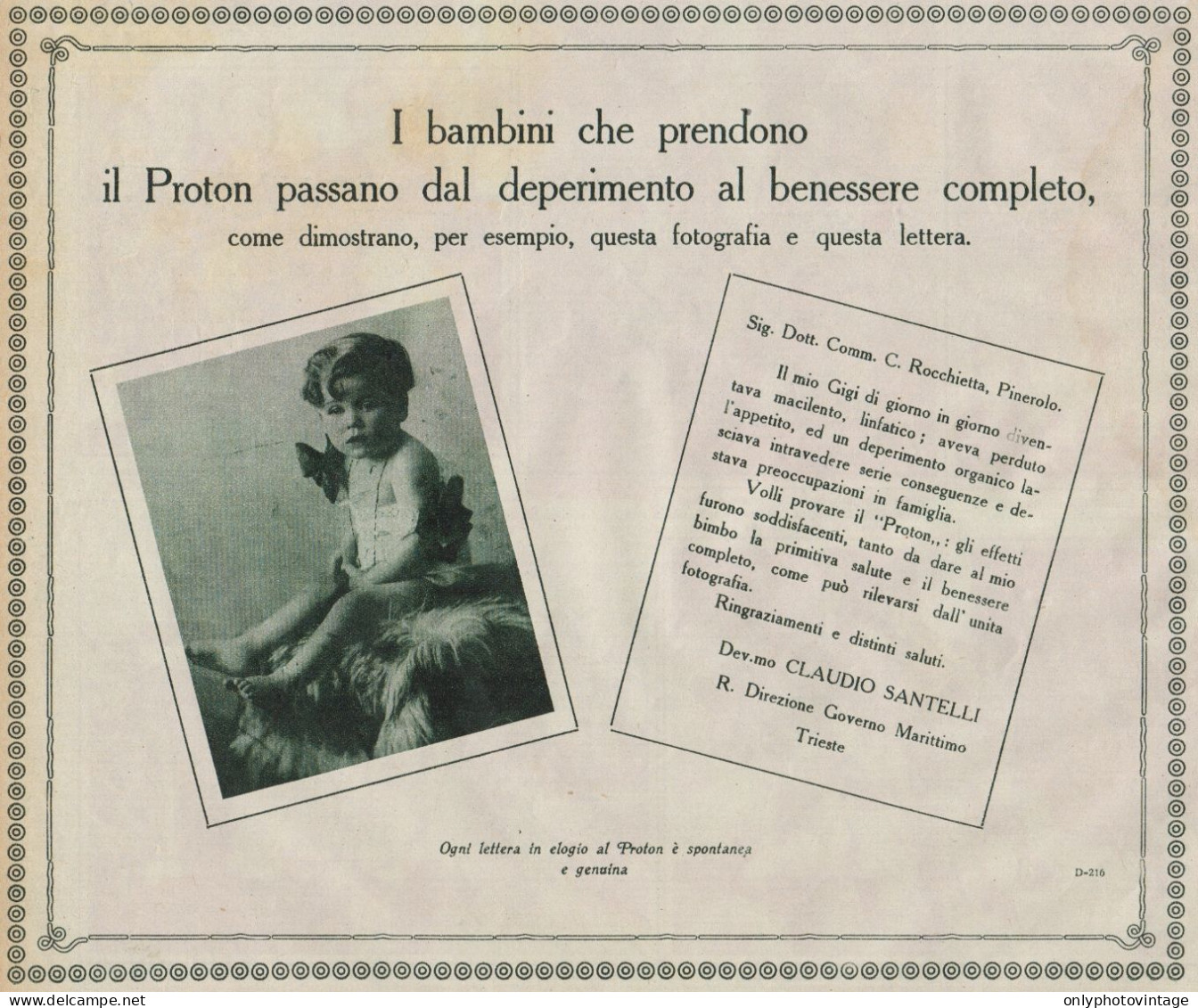 PROTON - Claudio Santelli - Trieste - Pubblicità D'epoca - 1927 Old Advert - Publicités