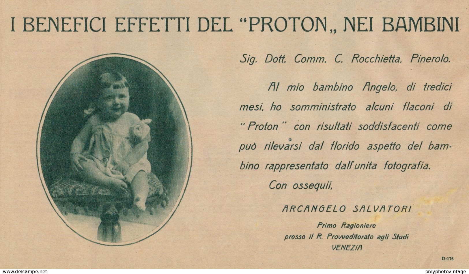 PROTON - Angelo Salvatori - Venezia - Pubblicità D'epoca - 1927 Old Advert - Publicités