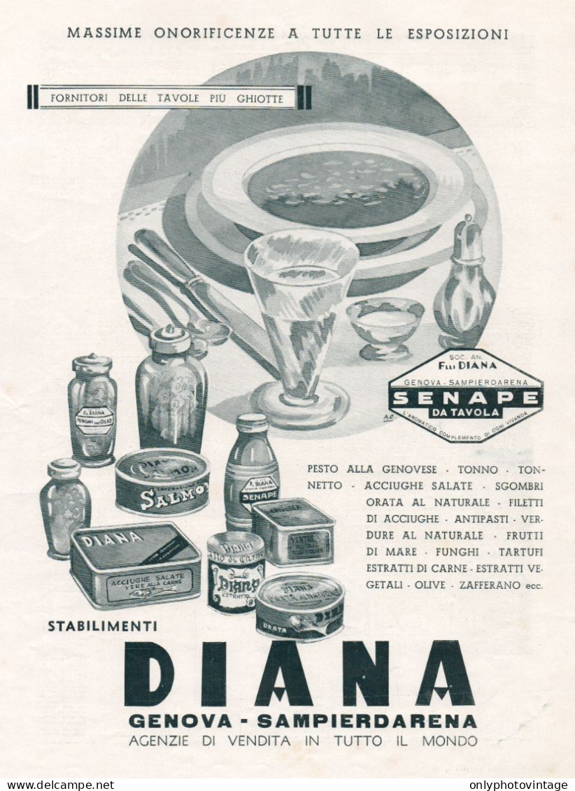 DIANA Fornitori Delle Tavole Più... - Pubblicità Grande Formato - 1940 Ad - Publicités