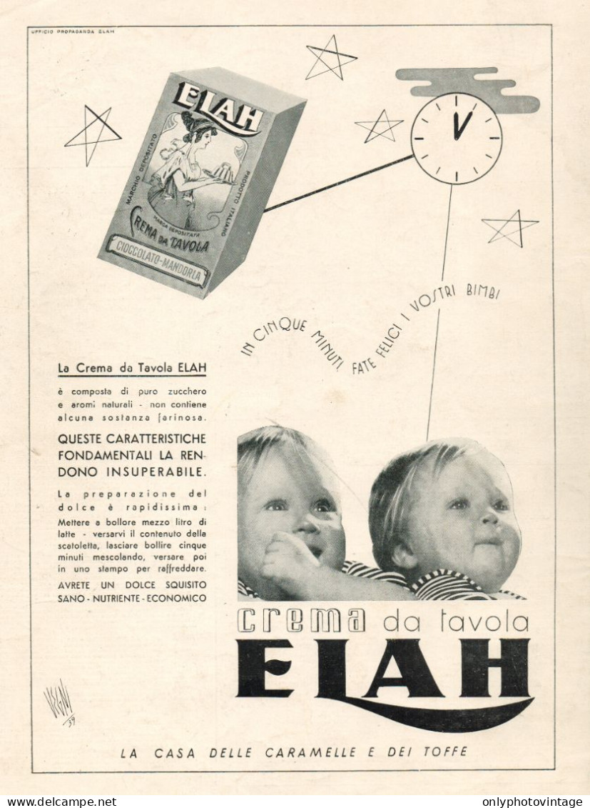 Crema Da Tavola ELAH - Pubblicità Grande Formato - 1939 Old Advertising - Publicités