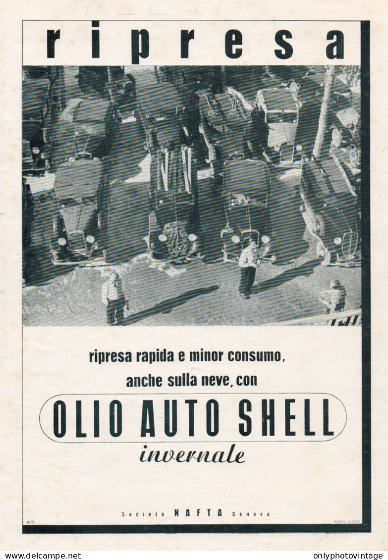 Olio Auto Shell Invernale - Pubblicità Grande Formato - 1940 Old Advert - Publicités